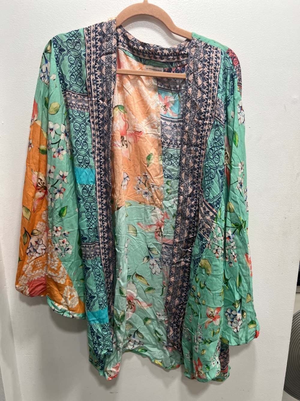 Anthropologie Mixed Floral Patchwork Kimono